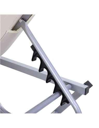 Outsunny Sun Lounger Relaxer Recliner with 5-Position Adjustable Backrest Lightweight Frame for Pool or Sun Bathing Cream White