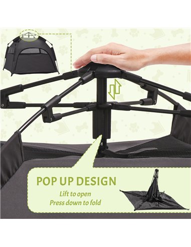 PawHut Foldable Dog Cat Tent with Water-Resistant Oxford, Carry Bag for Extra Large Dog, Charcoal Grey