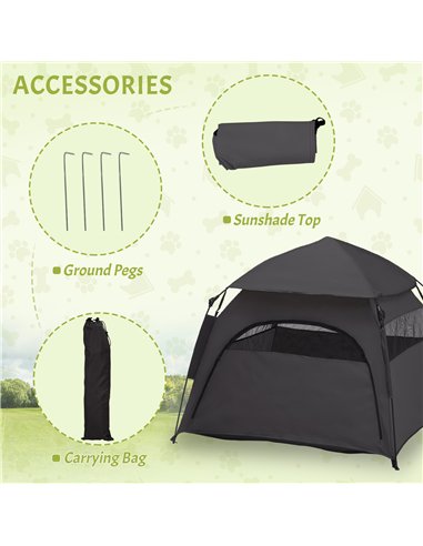 PawHut Foldable Dog Cat Tent with Water-Resistant Oxford, Carry Bag for Extra Large Dog, Charcoal Grey