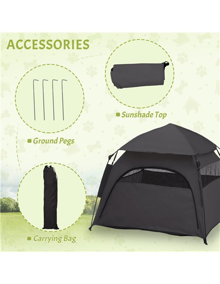 PawHut Foldable Dog Cat Tent with Water-Resistant Oxford, Carry Bag for Extra Large Dog, Charcoal Grey - pic 145484 | FastDaddyshop