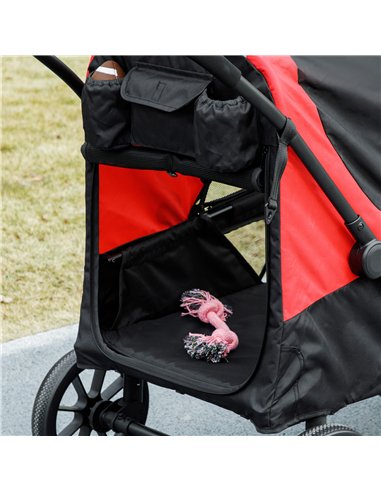 PawHut Easy Folding Pet Stroller for Large Dogs with 4 Big Wheels, Shock Absorb Frame, Safety Leashes, Brakes, Black