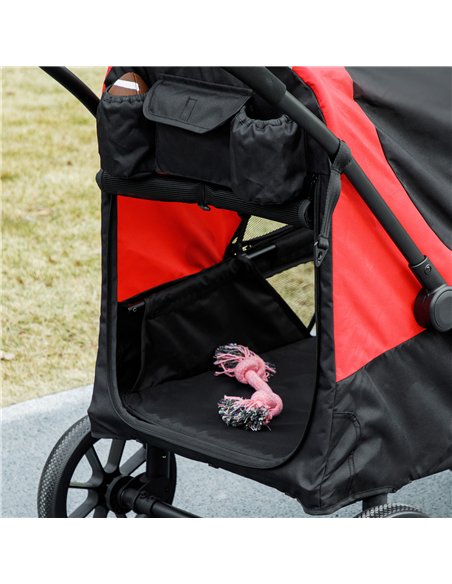 PawHut Easy Folding Pet Stroller for Large Dogs with 4 Big Wheels, Shock Absorb Frame, Safety Leashes, Brakes, Black - pic 145513 | FastDaddyshop
