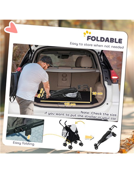PawHut Umbrella Structure Dog Stroller, Lightweight & Portable Dog Pram w/ Shoulder Strap, Storage Bag & Cup Holder, Light Grey - pic 145519 | FastDaddyshop