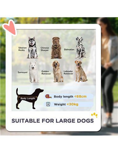 PawHut Easy Folding Pet Stroller for Large Dogs with 4 Big Wheels, Shock Absorb Frame, Safety Leashes, Brakes, Dark Grey