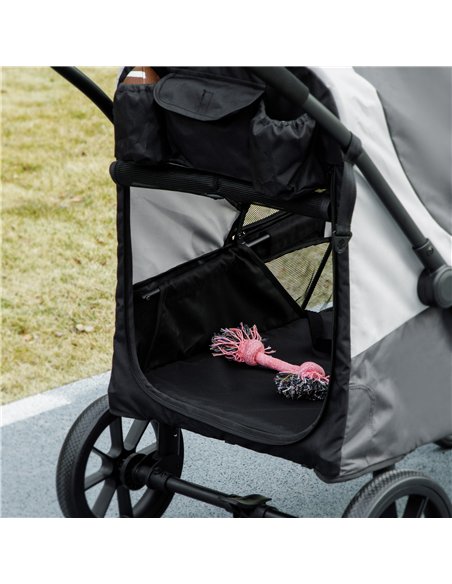 PawHut Easy Folding Pet Stroller for Large Dogs with 4 Big Wheels, Shock Absorb Frame, Safety Leashes, Brakes, Dark Grey - pic 145540 | FastDaddyshop