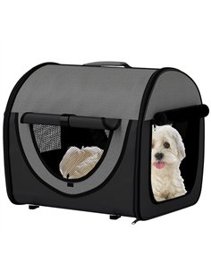 Pawhut Folding Fabric Soft Pet Crate, 46Lx36Wx41H cm - Black