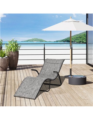 Outsunny Folding Chaise Lounge Chair, Reclining Garden Sun Lounger for Beach, Poolside and Patio, Grey