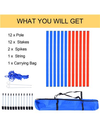 PawHut Pet Agility Training Equipment Dog Play Run Obedience Training Set Adjustable (Poles)
