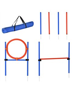 PawHut Pet Agility Training Equipment Dog Play Run Jump Obedience Training Set Adjustable (Pole + Hoop + Hurdle)