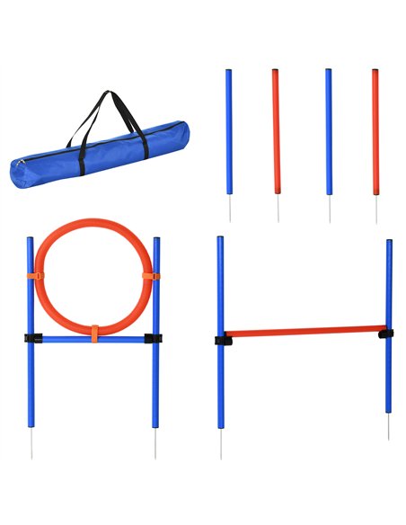 PawHut Pet Agility Training Equipment Dog Play Run Jump Obedience Training Set Adjustable (Pole + Hoop + Hurdle) - pic 145577 | FastDaddyshop