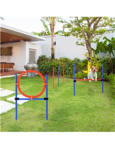 PawHut Pet Agility Training Equipment Dog Play Run Jump Obedience Training Set Adjustable (Pole + Hoop + Hurdle) 2
