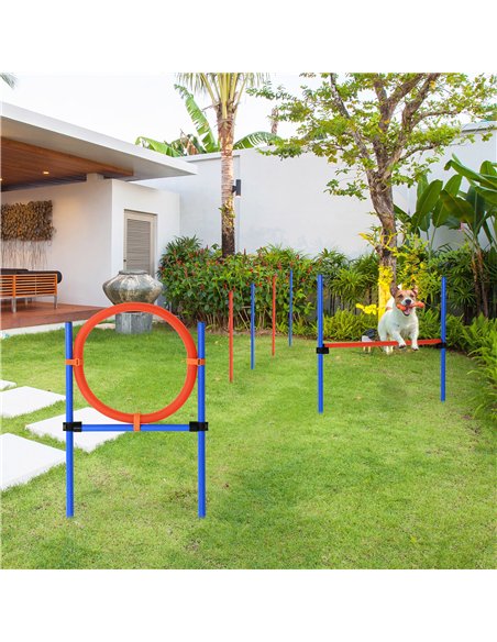 PawHut Pet Agility Training Equipment Dog Play Run Jump Obedience Training Set Adjustable (Pole + Hoop + Hurdle) - pic 145578 | FastDaddyshop