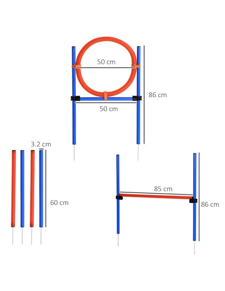 PawHut Pet Agility Training Equipment Dog Play Run Jump Obedience Training Set Adjustable (Pole + Hoop + Hurdle) - pic 145579 | FastDaddyshop