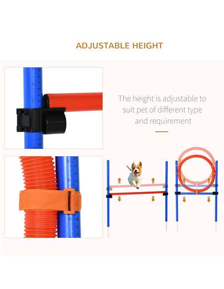 PawHut Pet Agility Training Equipment Dog Play Run Jump Obedience Training Set Adjustable (Pole + Hoop + Hurdle) - pic 145581 | FastDaddyshop