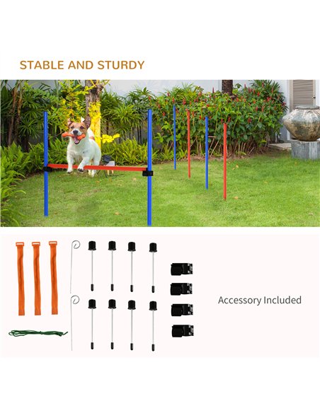 PawHut Pet Agility Training Equipment Dog Play Run Jump Obedience Training Set Adjustable (Pole + Hoop + Hurdle) - pic 145582 | FastDaddyshop