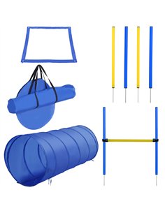 PawHut Pet Agility Training Equipment Dog Play Run Jump Obedience Training Set Adjustable (Poles + Hurdle + Tunnel + Pause Box)