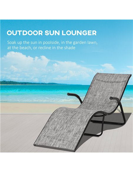 Outsunny Folding Chaise Lounge Chair, Reclining Garden Sun Lounger for Beach, Poolside and Patio, Grey - pic 14559 | FastDaddyshop