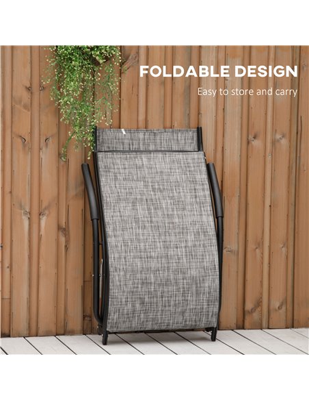 Outsunny Folding Chaise Lounge Chair, Reclining Garden Sun Lounger for Beach, Poolside and Patio, Grey - pic 14561 | FastDaddyshop