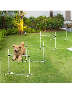 PawHut 4 Pieces Dog Agility Training Equipment, Adjustable Height Jumps Hurdle with Carrying Bag for Outdoor, White 2