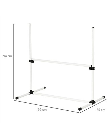 PawHut 4 Pieces Dog Agility Training Equipment, Adjustable Height Jumps Hurdle with Carrying Bag for Outdoor, White