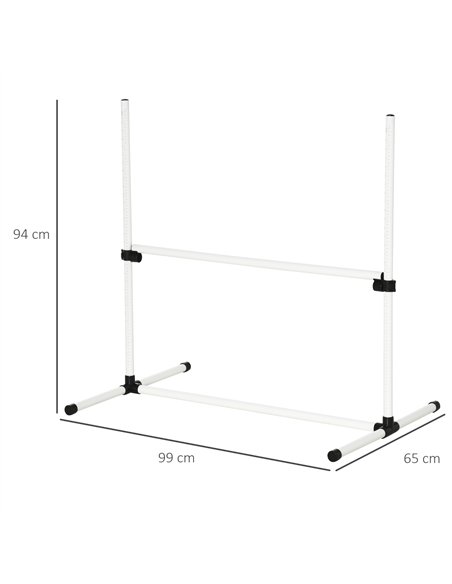 PawHut 4 Pieces Dog Agility Training Equipment, Adjustable Height Jumps Hurdle with Carrying Bag for Outdoor, White - pic 145615 | FastDaddyshop