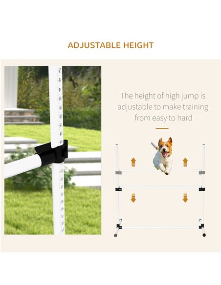 PawHut 4 Pieces Dog Agility Training Equipment, Adjustable Height Jumps Hurdle with Carrying Bag for Outdoor, White - pic 145616 | FastDaddyshop