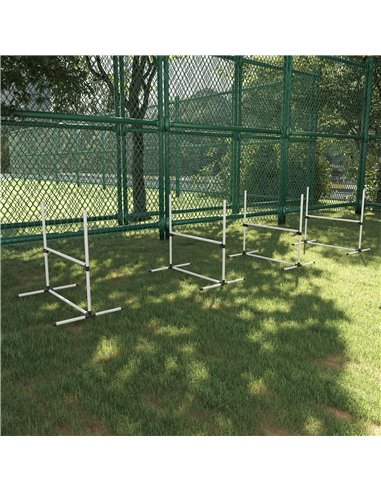 PawHut 4 Pieces Dog Agility Training Equipment, Adjustable Height Jumps Hurdle with Carrying Bag for Outdoor, White
