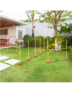 PawHut Dog Agility Equipment Training Portable Obstacle for Pet w/Adjustable Hurdles, Jumping Ring, Weave Poles 2
