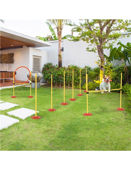 PawHut Dog Agility Equipment Training Portable Obstacle for Pet w/Adjustable Hurdles, Jumping Ring, Weave Poles - pic 145623 | FastDaddyshop