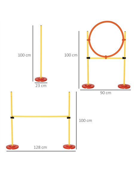 PawHut Dog Agility Equipment Training Portable Obstacle for Pet w/Adjustable Hurdles, Jumping Ring, Weave Poles - pic 145624 | FastDaddyshop