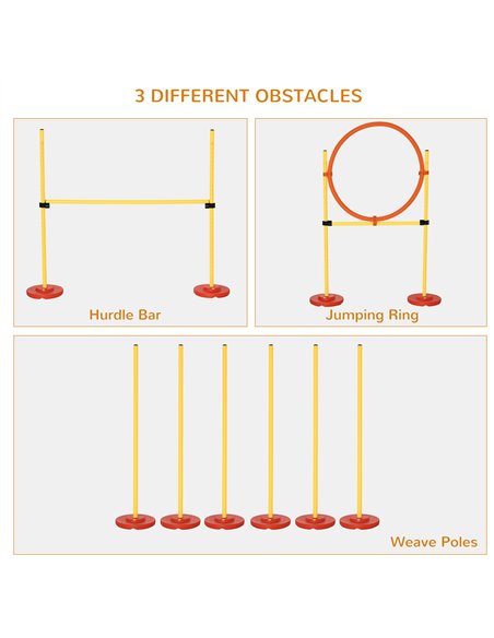 PawHut Dog Agility Equipment Training Portable Obstacle for Pet w/Adjustable Hurdles, Jumping Ring, Weave Poles - pic 145625 | FastDaddyshop