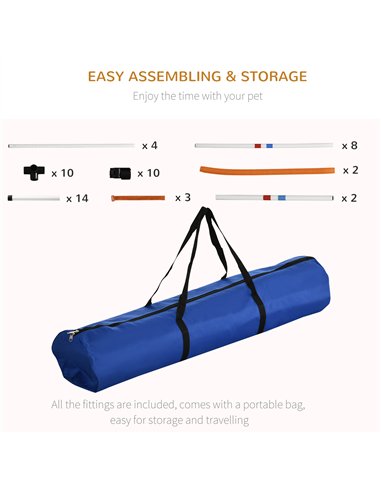 PawHut 3 Piece Pet Agility Training Equipment Dog Play Run Jump Obedience Training Set Adjustable (Pole + Hoop + Hurdle)