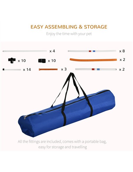 PawHut 3 Piece Pet Agility Training Equipment Dog Play Run Jump Obedience Training Set Adjustable (Pole + Hoop + Hurdle) - pic 145634 | FastDaddyshop