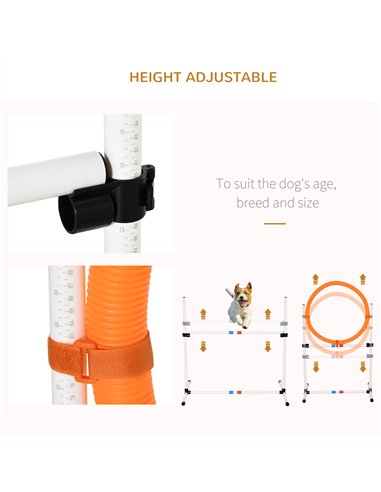 PawHut 3 Piece Pet Agility Training Equipment Dog Play Run Jump Obedience Training Set Adjustable (Pole + Hoop + Hurdle)