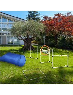 PawHut Dog Agility Equipment Training Set Carry Bag Adjustable (Pole + Hoop + Hurdle+Tunnel + Pause Box)