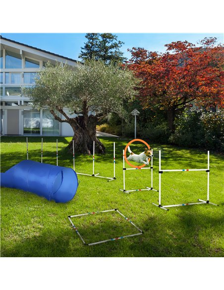 PawHut Dog Agility Equipment Training Set Carry Bag Adjustable (Pole + Hoop + Hurdle+Tunnel + Pause Box) - pic 145640 | FastDaddyshop