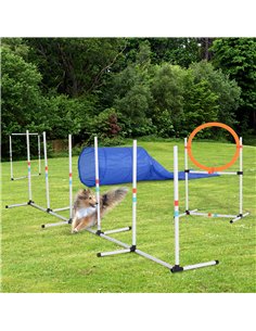 PawHut Dog Agility Equipment Training Set Carry Bag Adjustable (Pole + Hoop + Hurdle+Tunnel + Pause Box) 2