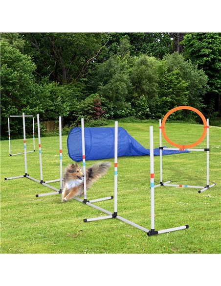 PawHut Dog Agility Equipment Training Set Carry Bag Adjustable (Pole + Hoop + Hurdle+Tunnel + Pause Box) - pic 145641 | FastDaddyshop