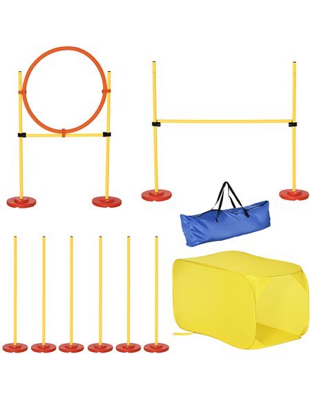 Pawhut Dog Agility Equipment Portable Pet Training Obstacle Set for Dogs 5 Pieces w/ Adjustable High Jumping Pole, Jumping Ring, - pic 145649 | FastDaddyshop
