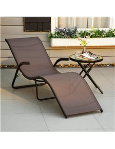 Outsunny Folding Chaise Lounge Chair, Reclining Garden Sun Lounger, Dark Brown 2