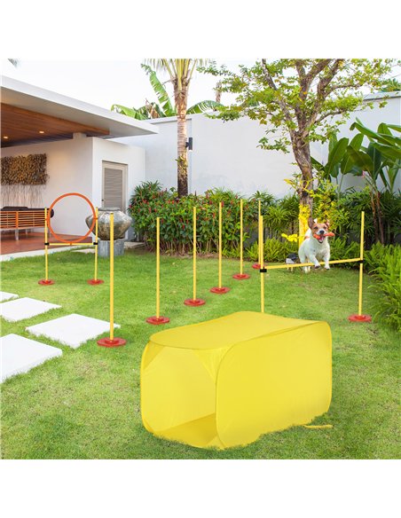 Pawhut Dog Agility Equipment Portable Pet Training Obstacle Set for Dogs 5 Pieces w/ Adjustable High Jumping Pole, Jumping Ring, - pic 145650 | FastDaddyshop