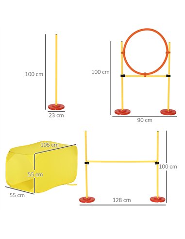 Pawhut Dog Agility Equipment Portable Pet Training Obstacle Set for Dogs 5 Pieces w/ Adjustable High Jumping Pole, Jumping Ring,