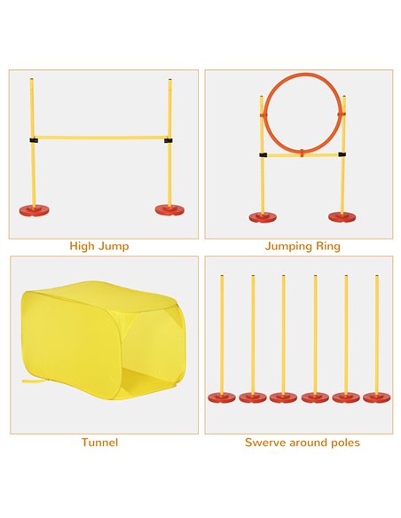 Pawhut Dog Agility Equipment Portable Pet Training Obstacle Set for Dogs 5 Pieces w/ Adjustable High Jumping Pole, Jumping Ring, - pic 145652 | FastDaddyshop