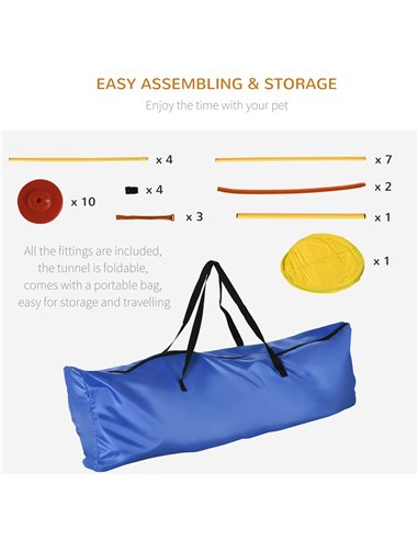 Pawhut Dog Agility Equipment Portable Pet Training Obstacle Set for Dogs 5 Pieces w/ Adjustable High Jumping Pole, Jumping Ring,