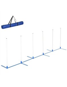 PawHut Dog Agility Equipment Training Adjustable Obstacle Course Set with 6 Weaves Poles Storage Bag for Pet Outdoor Games Exerc