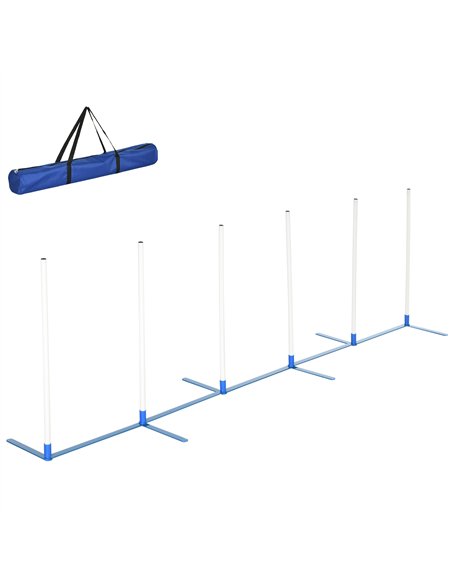 PawHut Dog Agility Equipment Training Adjustable Obstacle Course Set with 6 Weaves Poles Storage Bag for Pet Outdoor Games Exerc - pic 145658 | FastDaddyshop