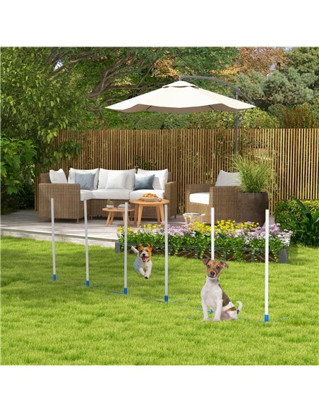 PawHut Dog Agility Equipment Training Adjustable Obstacle Course Set with 6 Weaves Poles Storage Bag for Pet Outdoor Games Exerc - pic 145659 | FastDaddyshop
