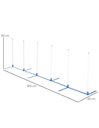 PawHut Dog Agility Equipment Training Adjustable Obstacle Course Set with 6 Weaves Poles Storage Bag for Pet Outdoor Games Exerc