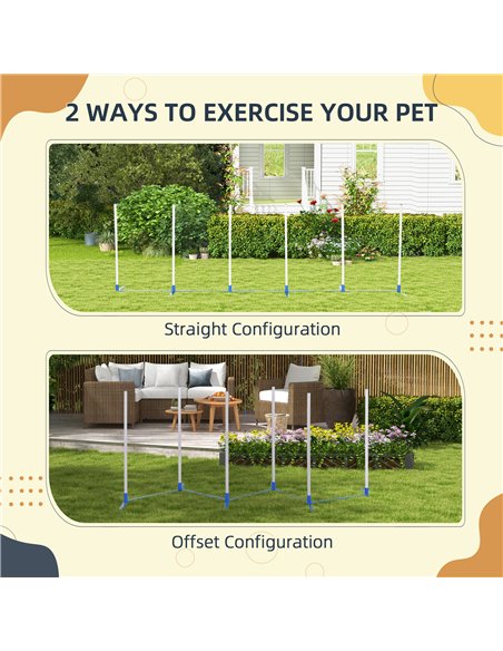 PawHut Dog Agility Equipment Training Adjustable Obstacle Course Set with 6 Weaves Poles Storage Bag for Pet Outdoor Games Exerc - pic 145661 | FastDaddyshop