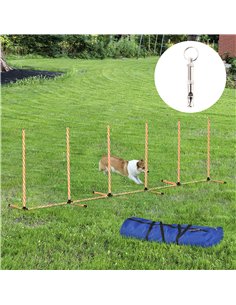 PawHut Dog Agility Equipment Pet Outdoor Training Play Run Obstacle w/ 6 Weaves Poles Whistle Carrying Bag 2